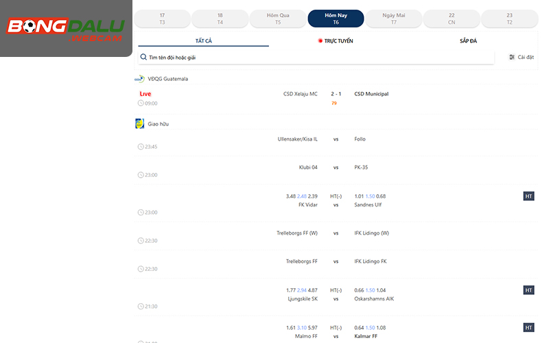 Cập nhật tỷ số trực tuyến tốc độ cao tại BONGDALU